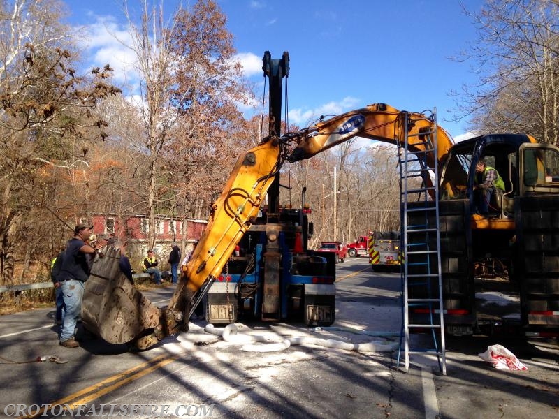 Excavator struck a railroad trestle bridge on Rt. 22, 11/08/15